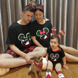 Christmas Matching Family Pajamas Cartoon Mouse Merry and Bright Black Short Pajamas Set