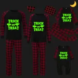 Halloween Family Matching Noctilucent Aliens Skeleton Happy Halloween Luminous Back Pajamas Set