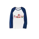 Christmas Matching Family Pajamas Believe Snowman Blue Pajamas Set