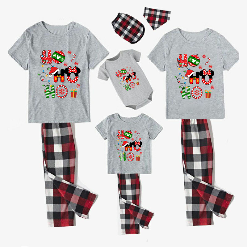 Christmas Matching Family Pajamas Cartoon Mouse HO HO HO Short Pajamas Set