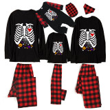 Halloween Family Matching Pajamas Pumpkin Skeleton Happy Halloween Black Pajamas Set