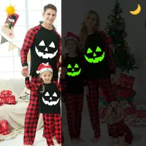 Halloween Family Matching Noctilucent Pumpkin Smile Happy Halloween Luminous Back Pajamas Set