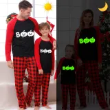 Halloween Family Matching Noctilucent Pumpkin Boo Happy Halloween Luminous Gray Pajamas Set