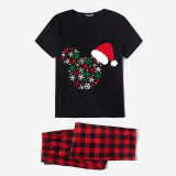 Christmas Matching Family Pajamas Cartoon Mouse Christmas Hat Black Short Pajamas Set