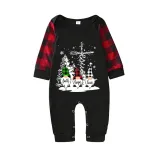 Christmas Matching Family Pajamas Snow Three Gnomies Christ Black Short Pajamas Set