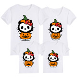 Halloween Family Matching Tops Cartoon Pumpkin Kitten Happy Halloween Family T-shirt