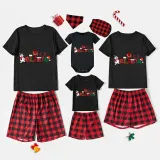 Christmas Matching Family Pajamas Believe Snowman Black Long Pajamas Set