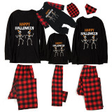 Halloween Family Matching Pajamas Dancing Skeleton Happy Halloween Black Pajamas Set