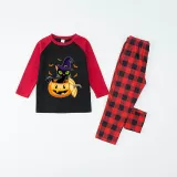 Halloween Family Matching Pajamas Ghost Pumpkin Cat Bats Happy Halloween Black Pajamas Set