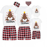 Christmas Matching Family Pajamas Cartoon Mouse Merry Christmas Tree White Short Pajamas Set