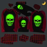 Halloween Family Matching Noctilucent Skull Happy Halloween Luminous Gray Pajamas Set