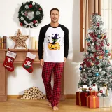 Halloween Family Matching Pajamas Ghost Pumpkin Cat Bats Happy Halloween Black Red Plaids Pajamas Set