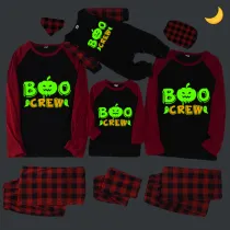 Halloween Family Matching Noctilucent Boo Crew Happy Halloween Luminous Gray Pajamas Set