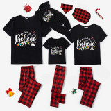 Christmas Matching Family Pajamas Cartoon Mouse Believe Santa Black Long Pajamas Set