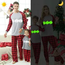 Halloween Family Matching Noctilucent Pumpkin Boo Happy Halloween Luminous Gray Pajamas Set