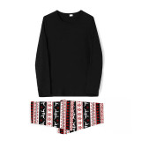 Christmas Matching Family Pajamas Personalized Custom Design Black Tops Reindeer Seamless Pant Christmas Pajamas Set