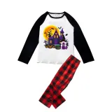 Halloween Family Matching Pajamas Witch Gnomie Terror Castle Happy Halloween Black Red Plaids Pajamas Set