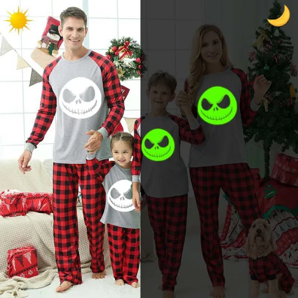 Halloween Family Matching Noctilucent Skeleton The Nightmare Before Christmas Luminous Gray Pajamas Set
