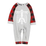 Halloween Family Matching Noctilucent Skeleton Ribs Happy Halloween Luminous Gray Pajamas Set