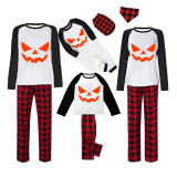 Halloween Family Matching Pajamas Pumpkin Ghost Face Happy Halloween Black Red Plaids Pajamas Set