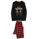 Halloween Family Matching Pajamas Dancing Skeleton Happy Halloween Black Pajamas Set