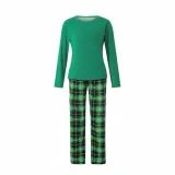 Christmas Matching Family Pajamas Green Plaids Personalized Custom Design Christmas Pajamas Set With Dog Cloth