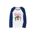 Christmas Matching Family Pajamas Christmas Begins with Christ Snowflake Blue Pajamas Set
