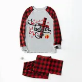 Christmas Matching Family Pajamas Santa Believe Crosses Gray Pajamas Set