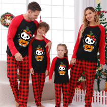 Halloween Family Matching Pajamas Cartoon Pumpkin Kitten Happy Halloween Black Pajamas Set