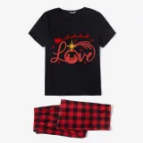 Christmas Matching Family Pajamas Believe Hope Santa Reindeer Black Long Pajamas Set