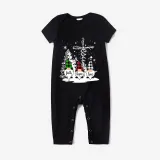 Christmas Matching Family Pajamas Snow Three Gnomies Christ Black Short Pajamas Set