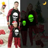 Halloween Family Matching Noctilucent Skull Happy Halloween Luminous Back Pajamas Set