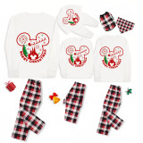 Christmas Matching Family Pajamas Cartoon Mouse Merry Christmas Santa Fireworks White Pajamas Set