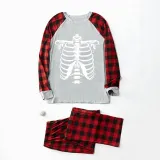 Halloween Family Matching Noctilucent Skeleton Ribs Happy Halloween Luminous Gray Pajamas Set