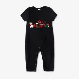 Christmas Matching Family Pajamas Believe Snowman Black Long Pajamas Set