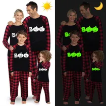 Halloween Family Matching Noctilucent Pumpkin Boo Happy Halloween Luminous Back Pajamas Set