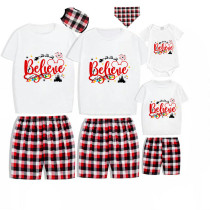 Christmas Matching Family Pajamas Cartoon Mouse Believe Santa White Short Pajamas Set