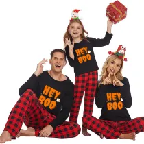 Halloween Family Matching Pajamas Hey Boo Ghost Happy Halloween Black Pajamas Set