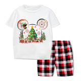 Christmas Matching Family Pajamas Cartoon Mouse Snow Christmas Tree White Short Pajamas Set