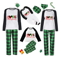 Christmas Matching Family Pajamas Cartoon Mouse Love Christmas Green Pajamas Set
