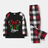 Christmas Matching Family Pajamas Cartoon Mouse Believe Tree Black Red Pajamas Set