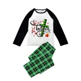 Christmas Matching Family Pajamas Santa Believe Crosses Blue Pajamas Set
