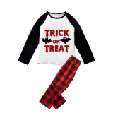 Halloween Family Matching Pajamas Trick Or Treat Happy Halloween Black Red Plaids Pajamas Set