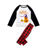 Halloween Family Matching Pajamas Boo Pumpkin Ghost Happy Halloween Black Red Plaids Pajamas Set