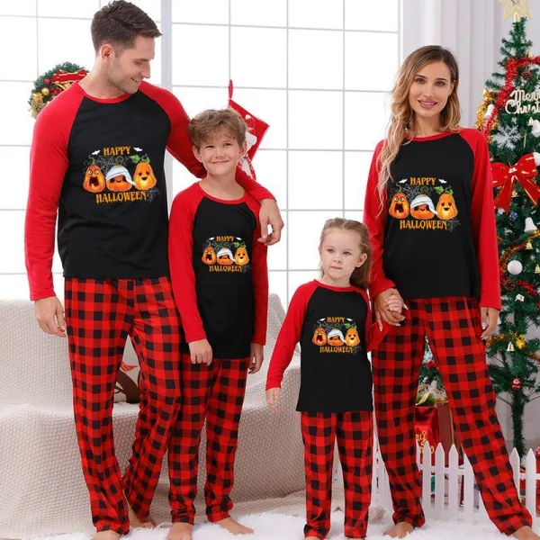 Halloween Family Matching Pajamas Spider Web Bandage Pumpkin Happy Halloween Black Pajamas Set