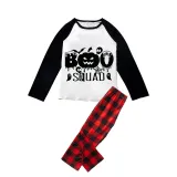 Halloween Family Matching Pajamas Pumpkin Boo Squad Happy Halloween Black Red Plaids Pajamas Set