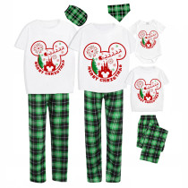 Christmas Matching Family Pajamas Cartoon Mouse Merry Christmas Santa Fireworks Green Pajamas Set