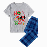 Christmas Matching Family Pajamas Cartoon Mouse HO HO HO Blue Pajamas Set