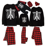 Halloween Family Matching Noctilucent Skeleton Ribs Happy Halloween Luminous Gray Pajamas Set