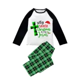 Christmas Matching Family Pajamas Silly Santa Christmas Is For Jesus Green Pajamas Set